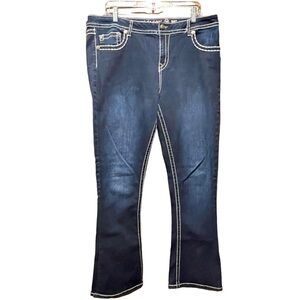 Rebel & Soul Straight Jeans Womens Size 16 Blue Regular Fit Embellished Denim